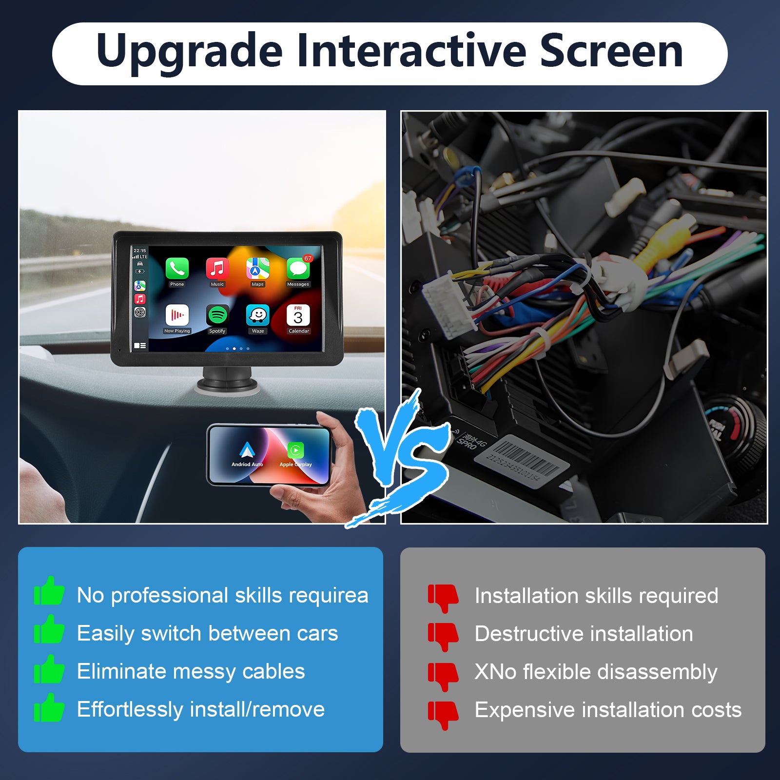 Wireless CarPlay Screen – 7" Smart Display