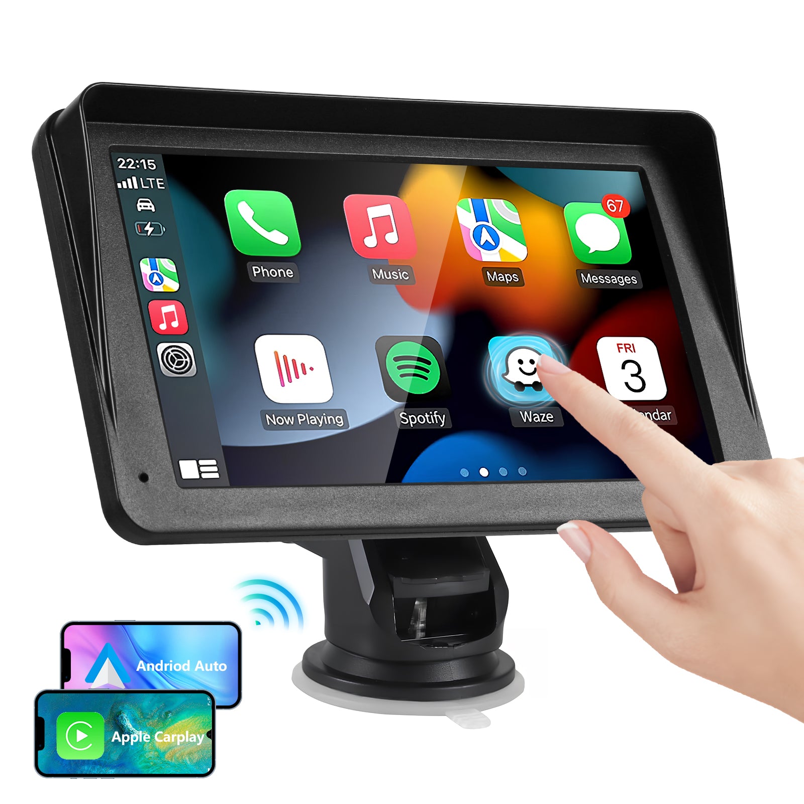 Wireless CarPlay Screen – 7" Smart Display
