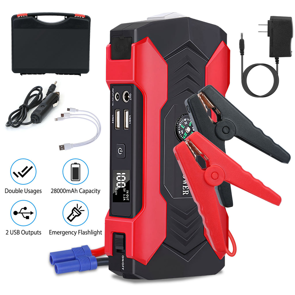 Car Jump Starter 800A – 28000mAh Portable Power Bank with LED Flashlight