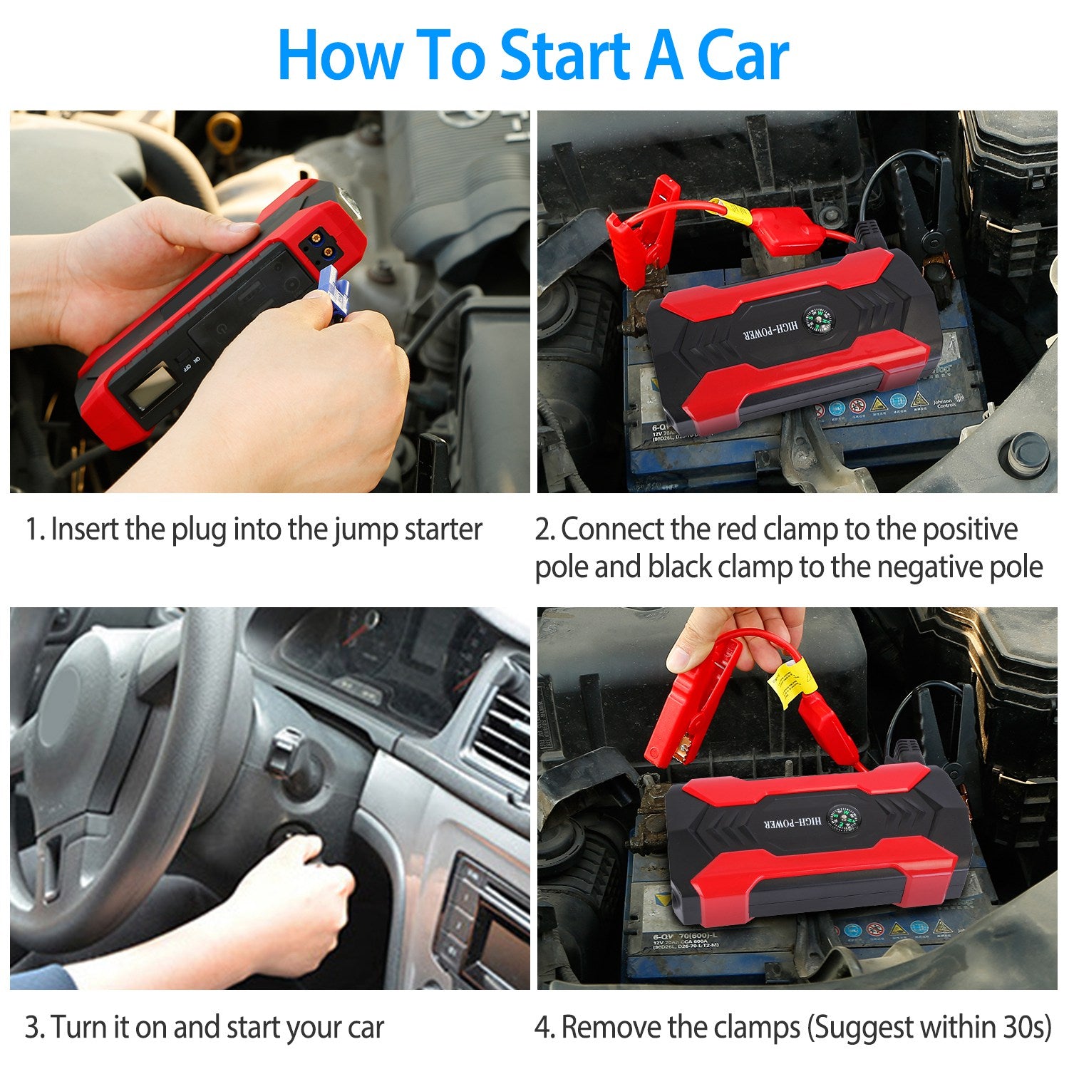 Car Jump Starter 800A – 28000mAh Portable Power Bank with LED Flashlight